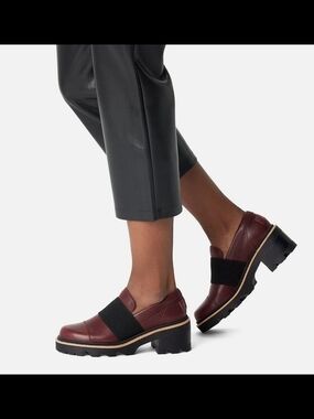 Sorel Burgundy Leather Chunky Strap Loafers